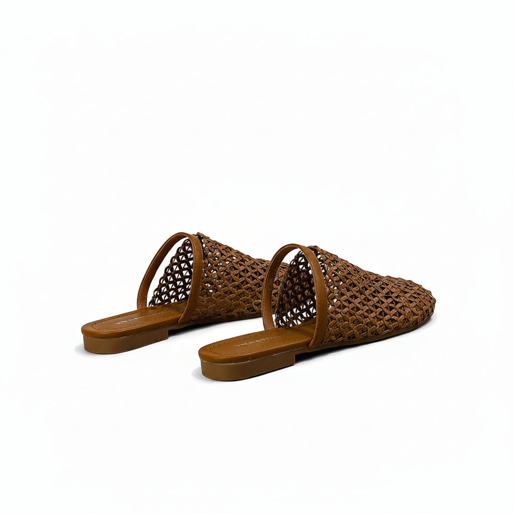 Semi-slippers summer woven breathable flat casual women's shoes