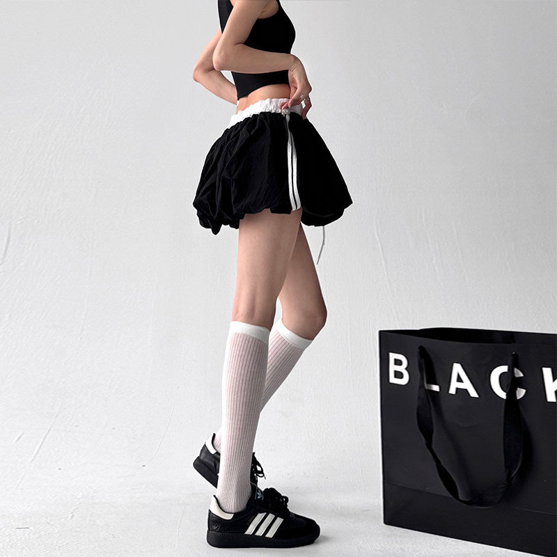 Letter color-blocking flower bud skirt 2026 super hot summer new sexy hot girl puffy skirt A-line anti-light shorts skirt
