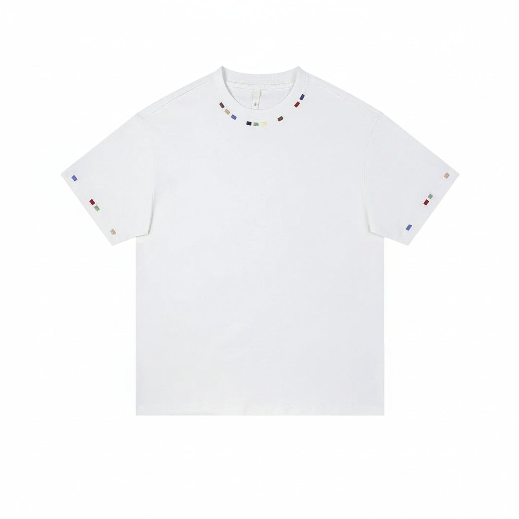 Hip-hop embroidery crew neck short-sleeved T-shirt men's half-sleeved tee