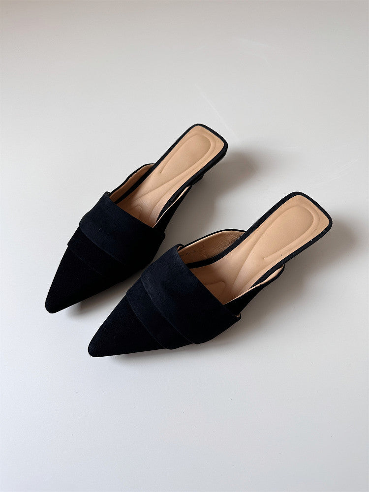 Simple leopard print pointed toe mid-heel summer shoes