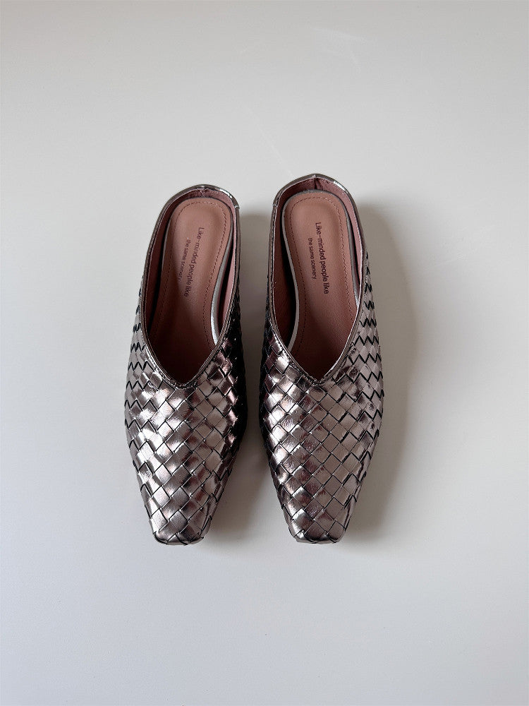 Low wedge slippers gold silver slide  sandals