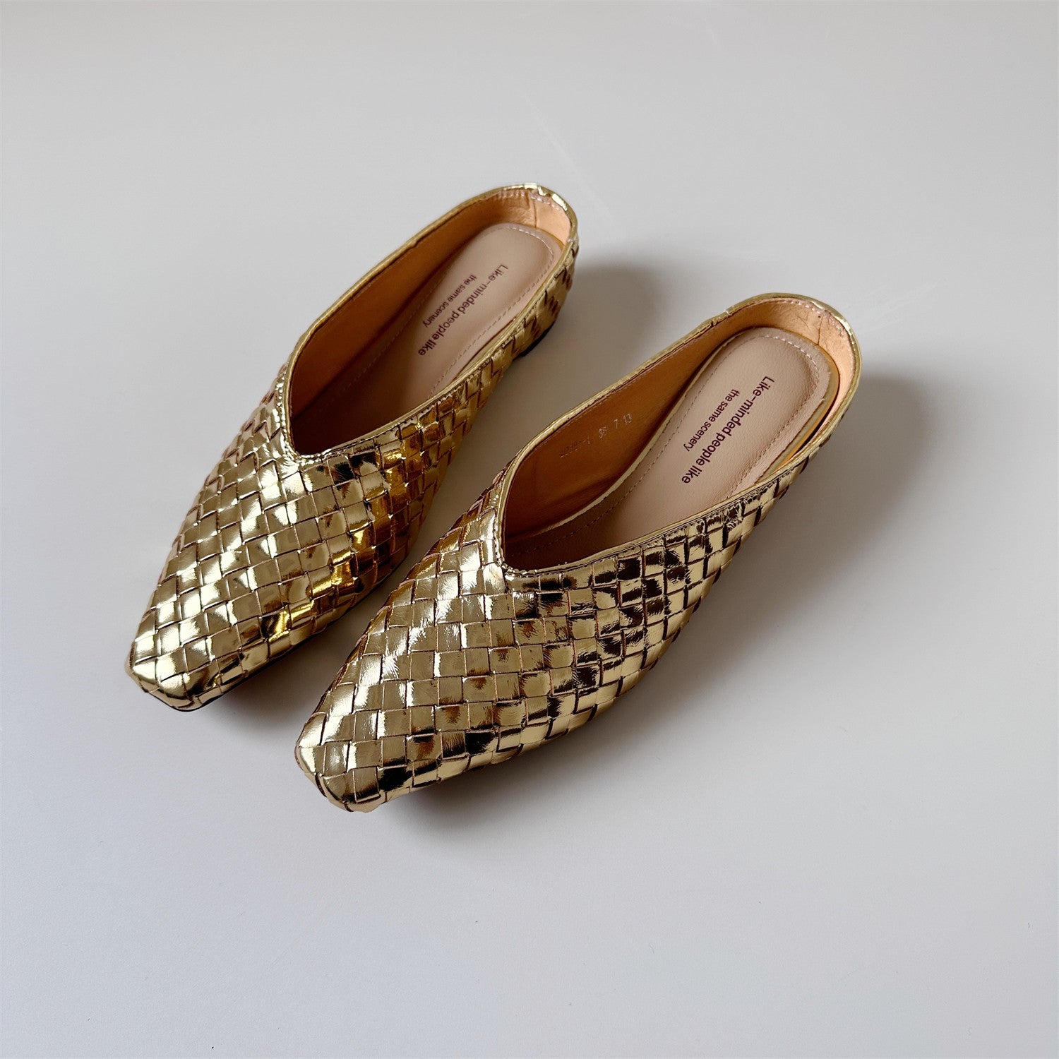 Low wedge slippers gold silver slide  sandals