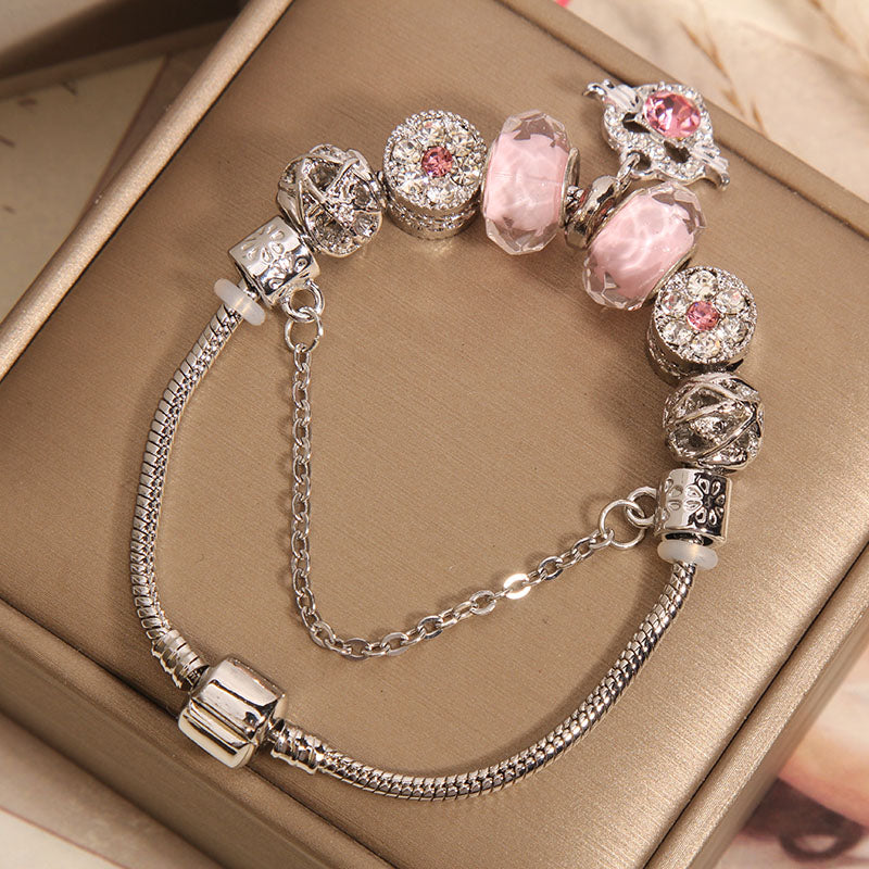 Pink glass bead bracelet