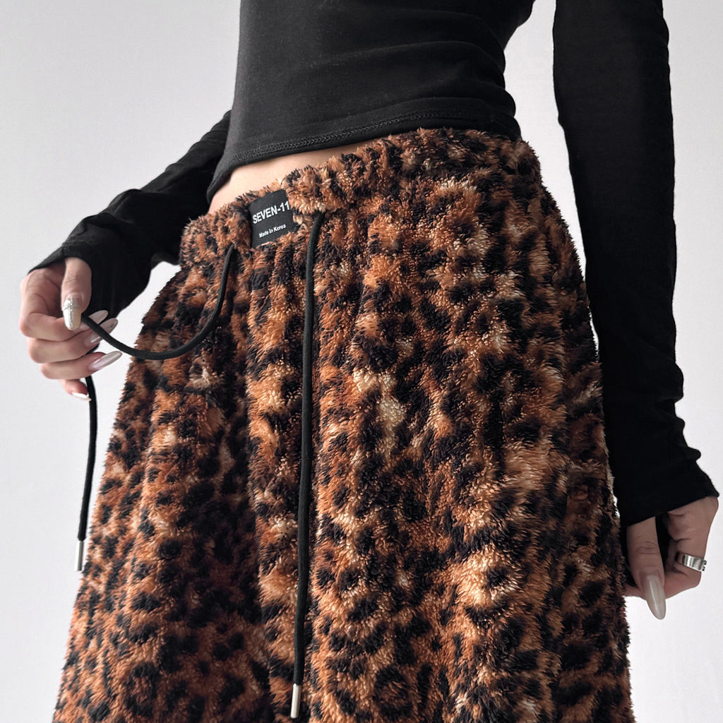 Leopard print wide-leg pants women's high-waisted loose casual pants