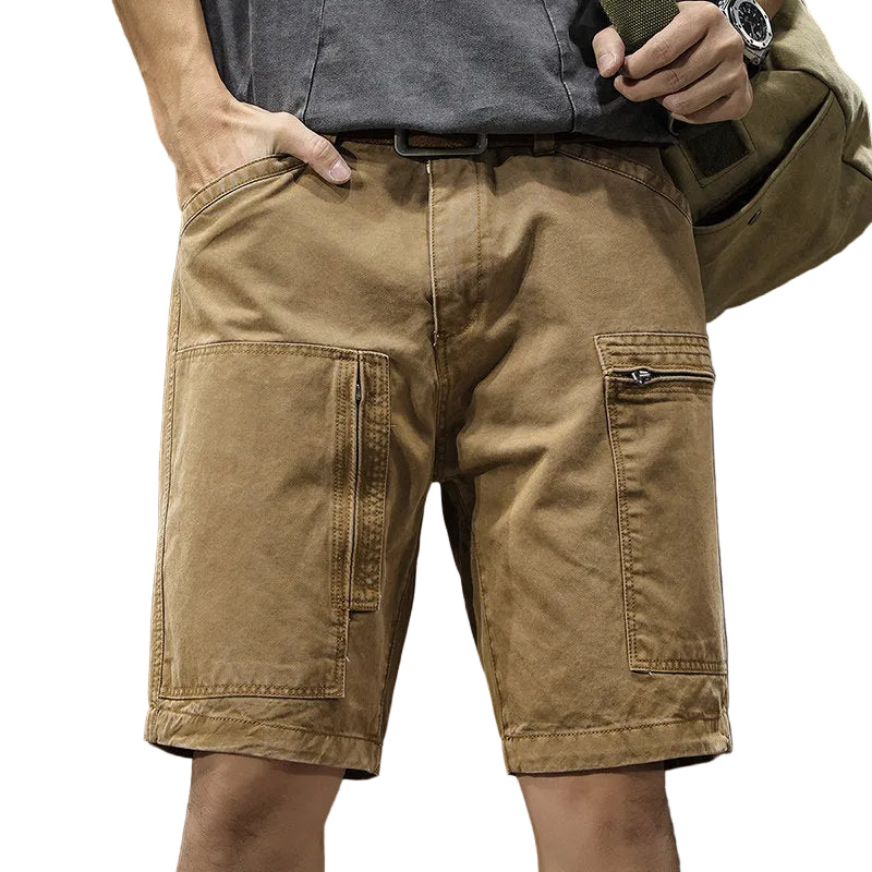 Summer cotton men's casual shorts loose multi-pocket cargo straight mids