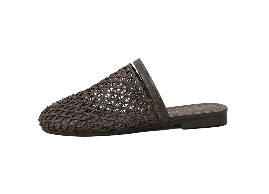 Semi-slippers summer woven breathable flat casual women's shoes