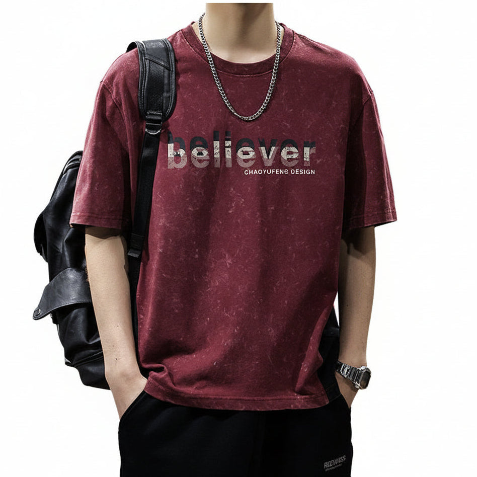 Heavy Short Sleeve T-Shirt Men's Thin Loose Trendy Cotton Half-Sleeve