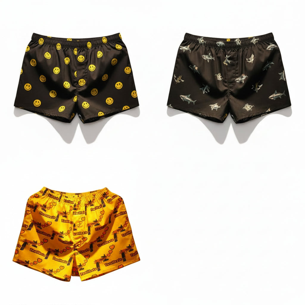 Smiley face men boxers beach summer shorts