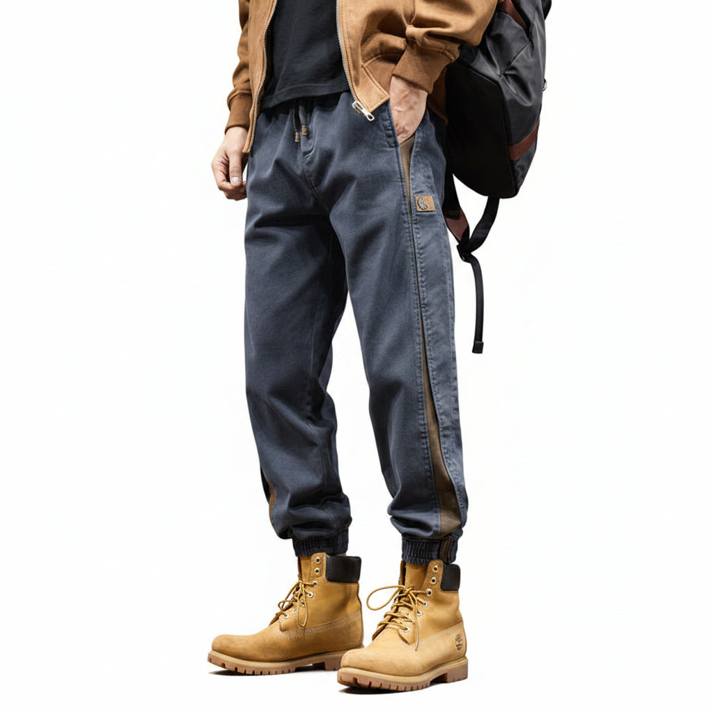 Contrasting spliced men's trendy cargo pants