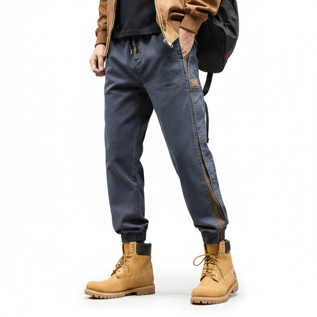 Contrasting spliced men's trendy cargo pants