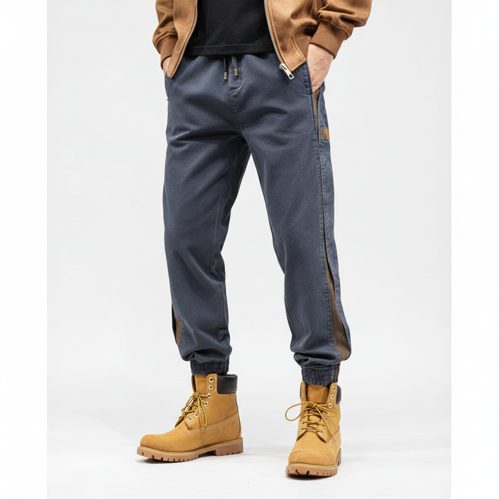 Contrasting spliced men's trendy cargo pants