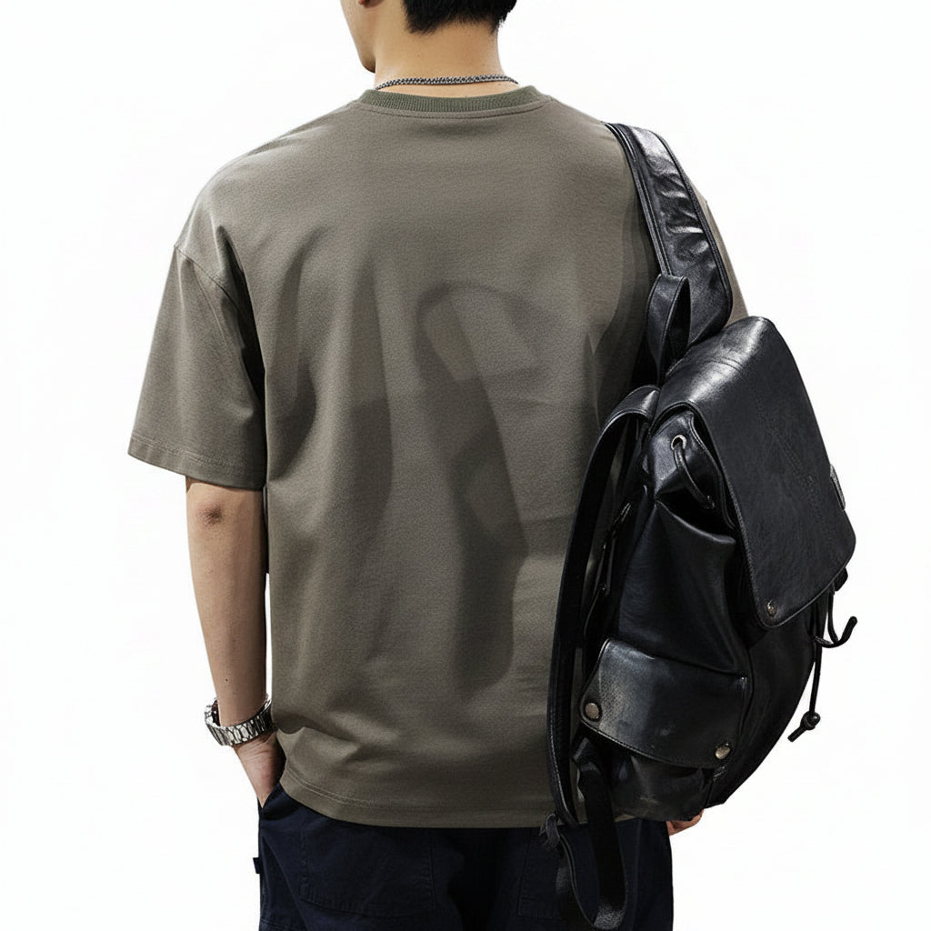 Tencel short-sleeved T-shirt men's loose plus-size tee