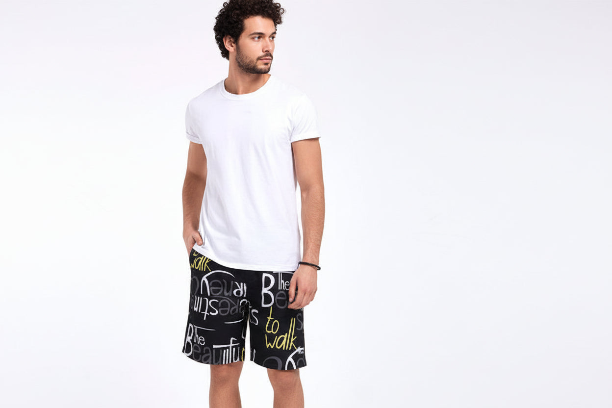 Loose fit beach summer short letter print boardwalk