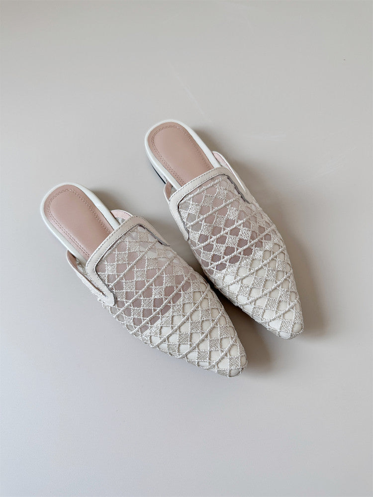 White mules heels