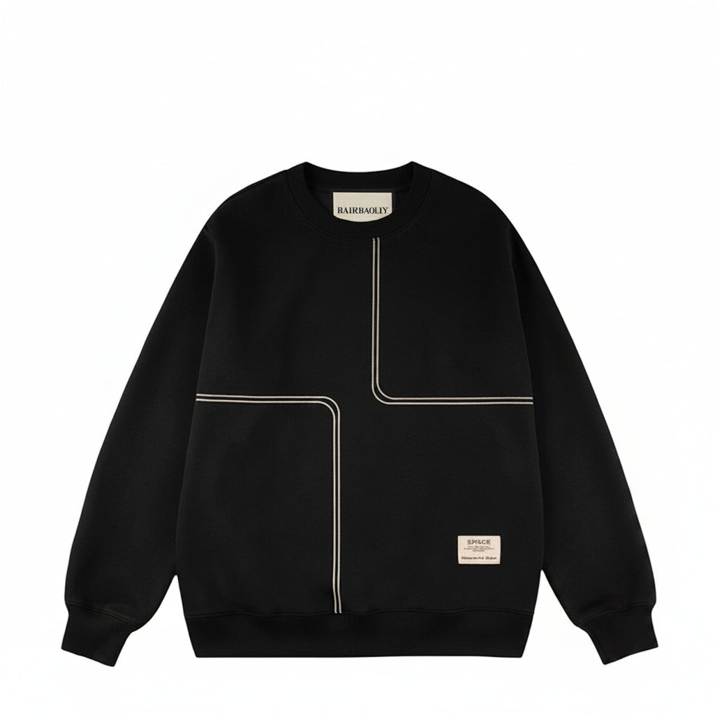 Black versatile casual round neck thick cotton hoodies
