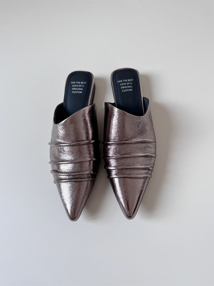 Flat toe wrap half-slipped sandals