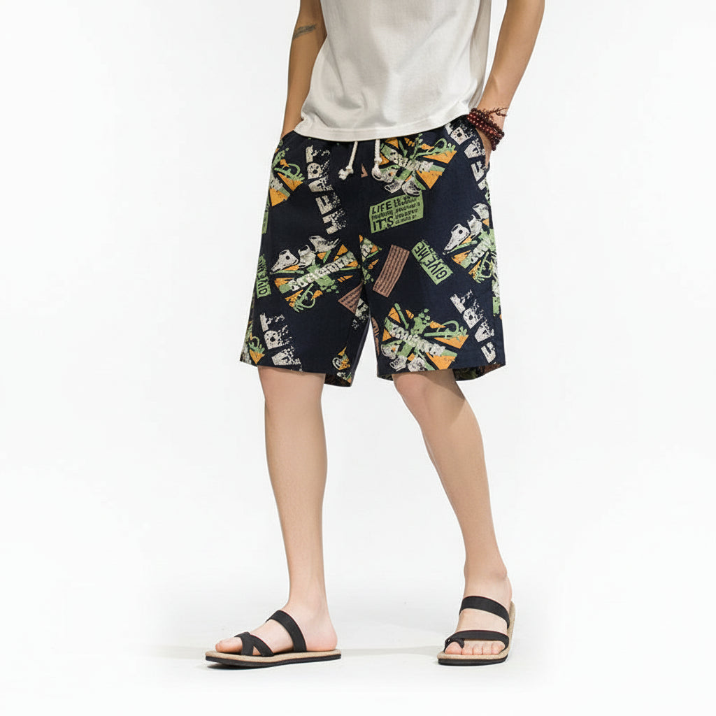 Silk beach pants summer men loose casual short pants