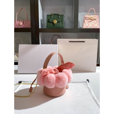 Pink Bag Cute Plush Chain Bucket Bag Handheld Crossbody