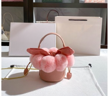 Pink Bag Cute Plush Chain Bucket Bag Handheld Crossbody