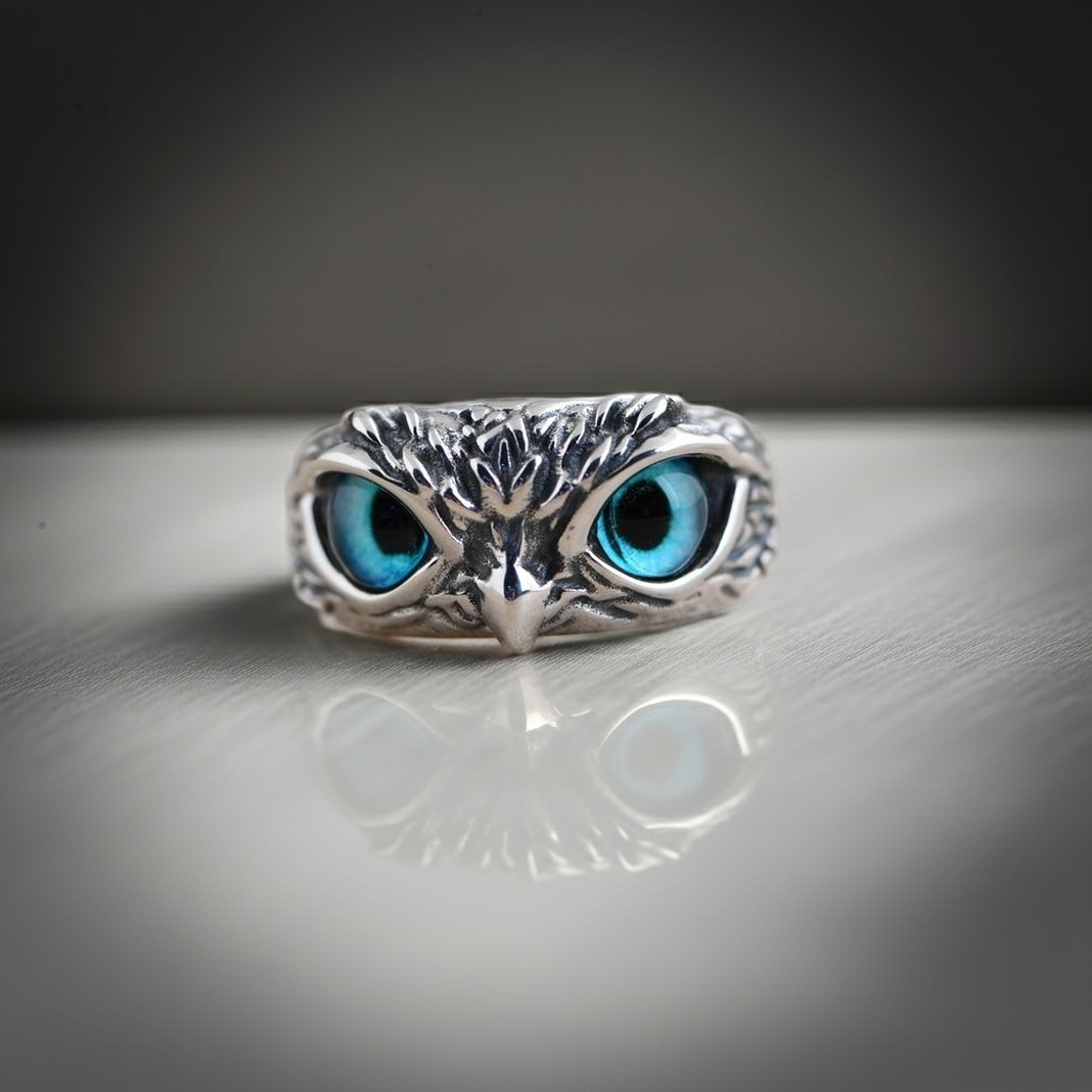 Sterling silver owl ring eagle silver vintage silver ring