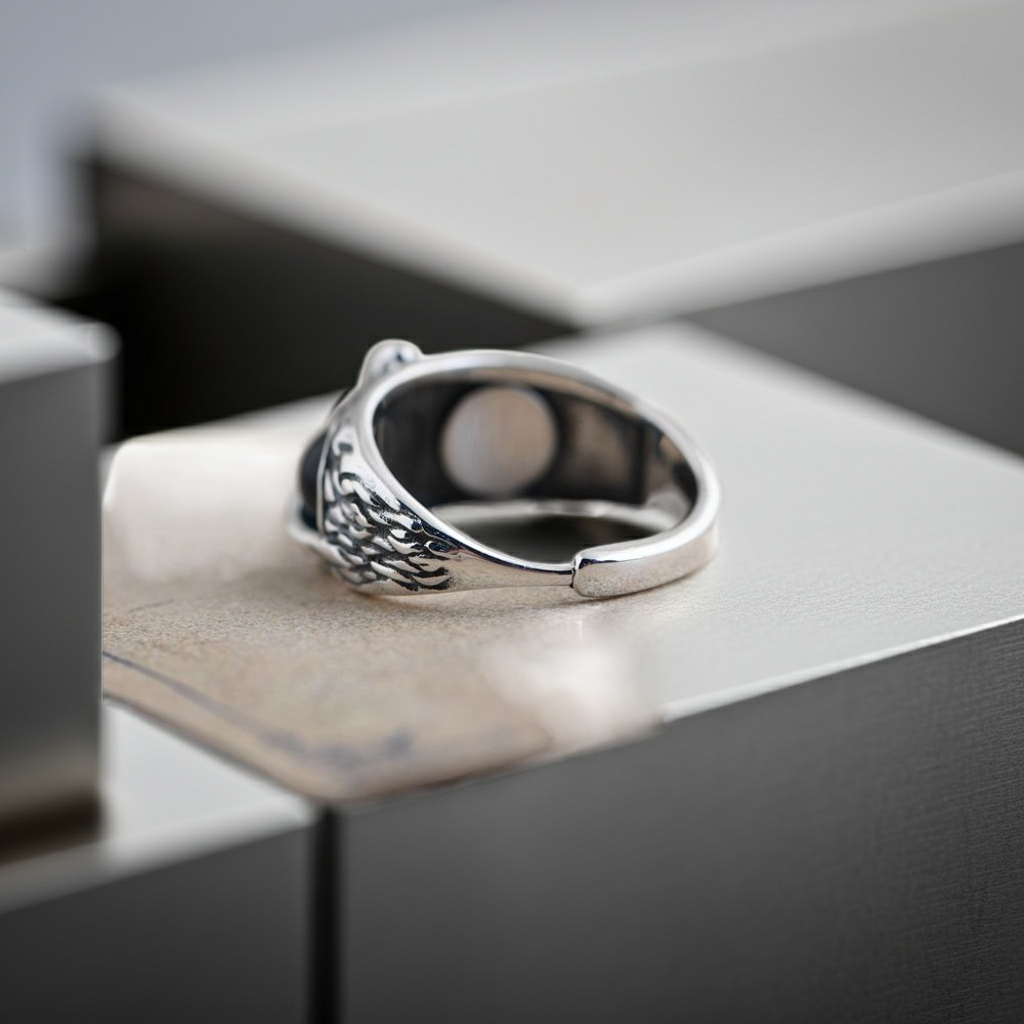 Sterling silver owl ring eagle silver vintage silver ring