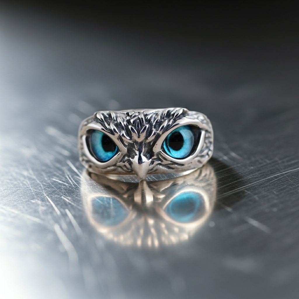 Sterling silver owl ring eagle silver vintage silver ring