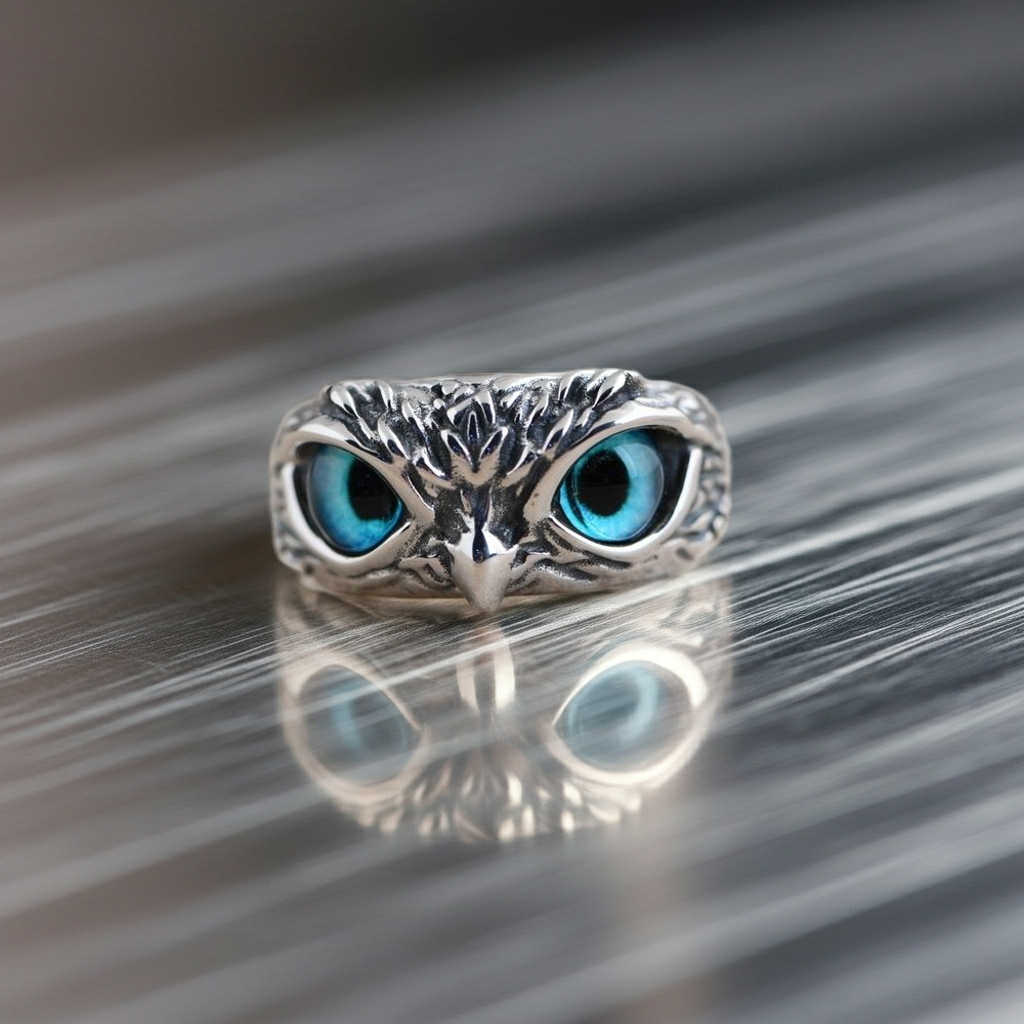 Sterling silver owl ring eagle silver vintage silver ring