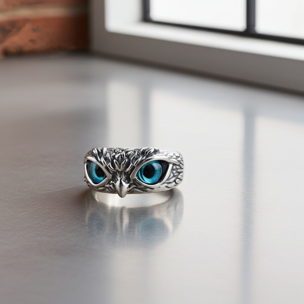 Sterling silver owl ring eagle silver vintage silver ring