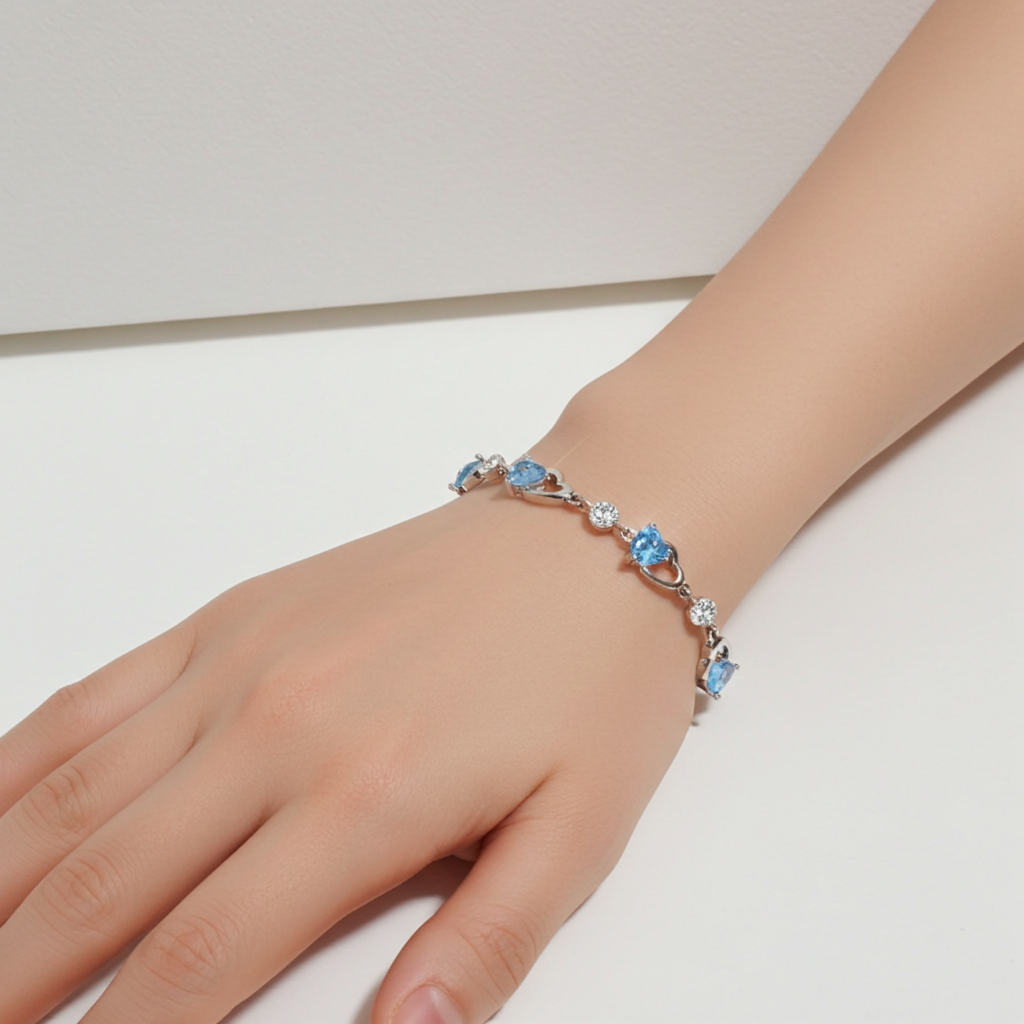 Ocean Heart sterling silver bracelet