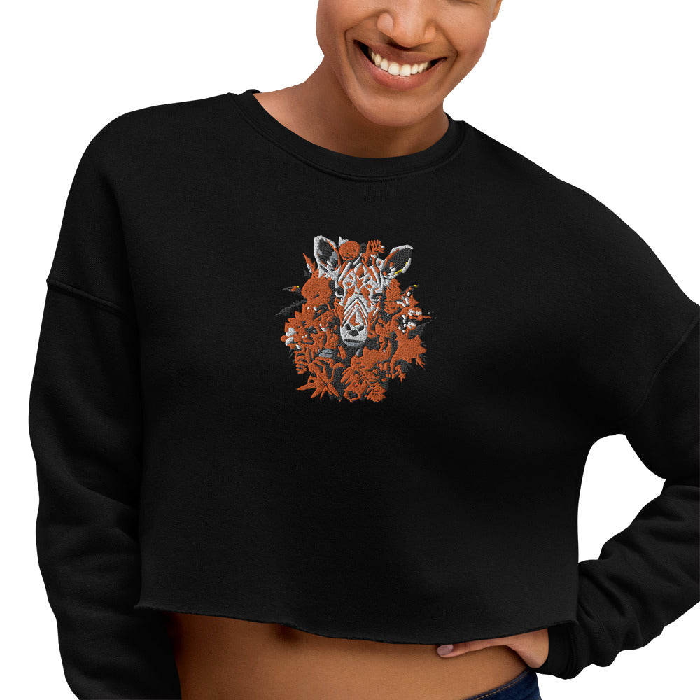 Crop Sweatshirt Embroidery Long-sleeved