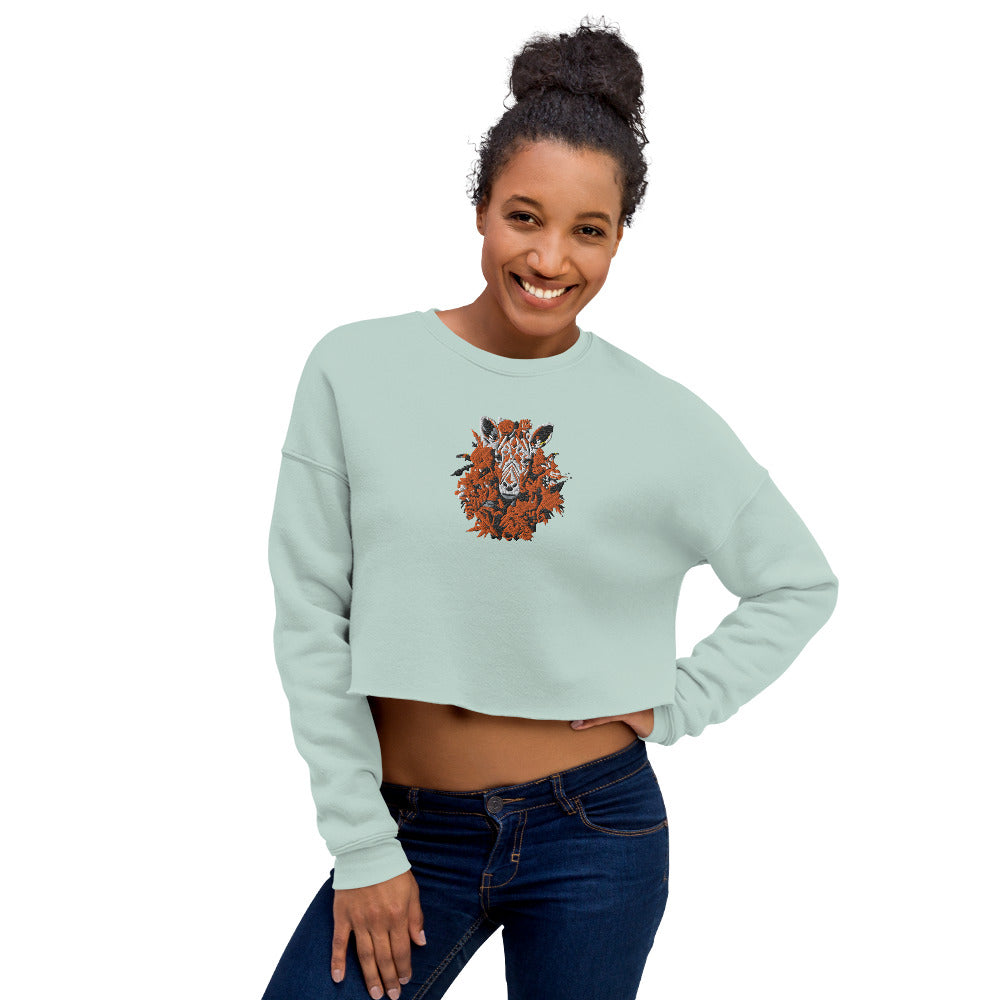 Crop Sweatshirt Embroidery Long-sleeved