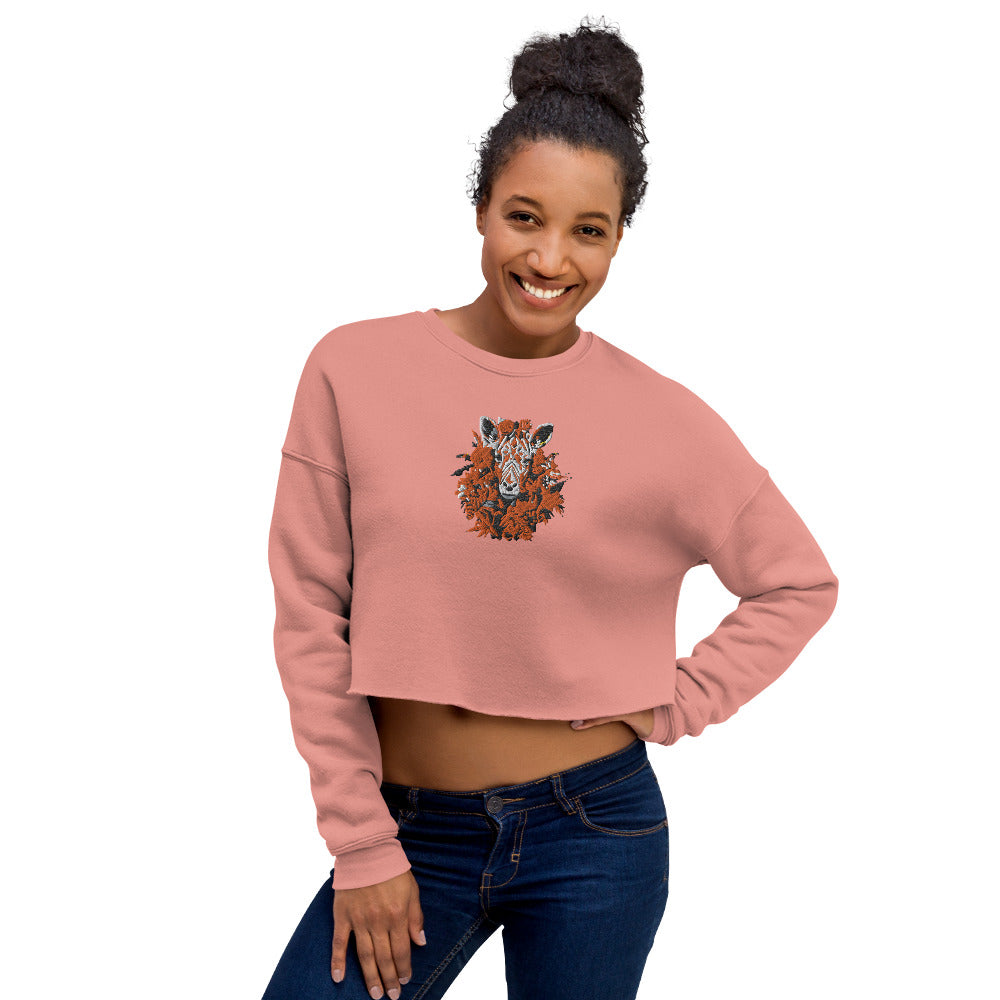 Crop Sweatshirt Embroidery Long-sleeved