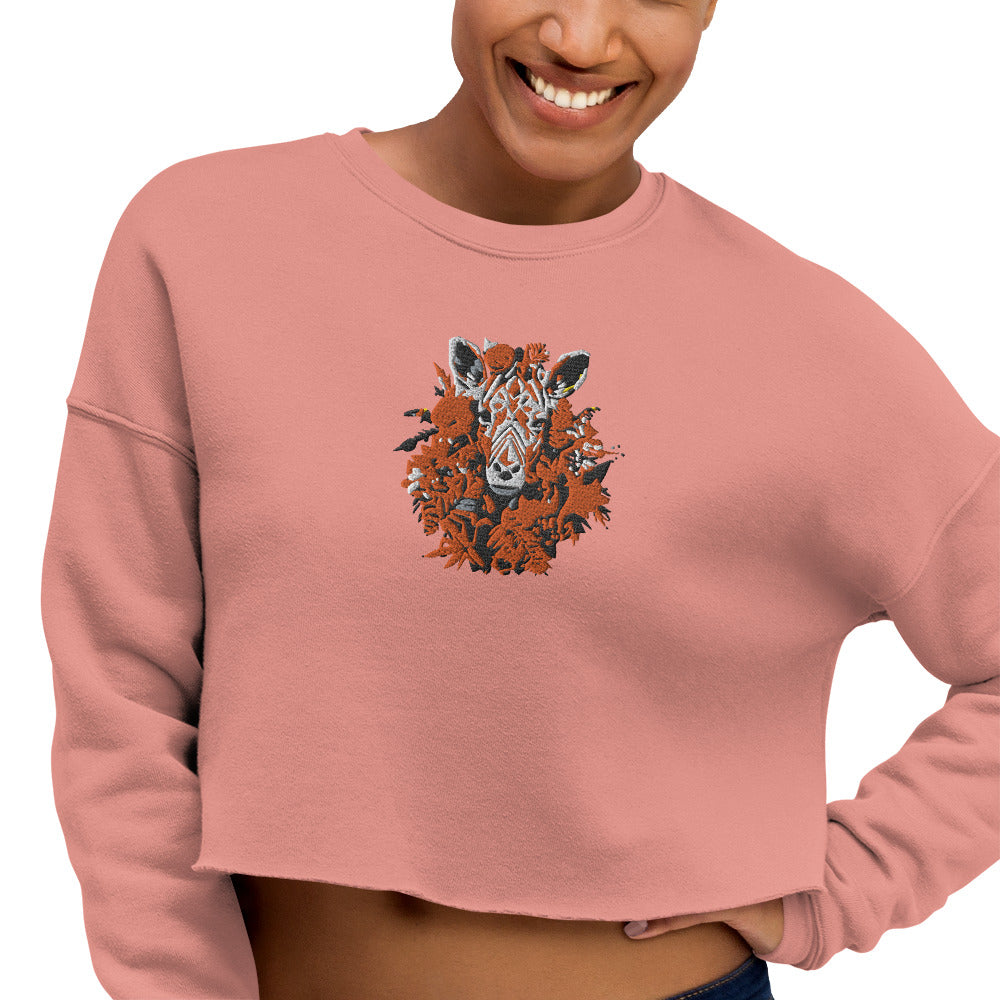 Crop Sweatshirt Embroidery Long-sleeved