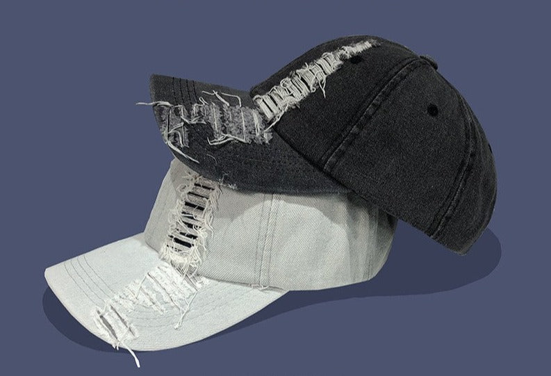 Men's retro denim hole baseball cap