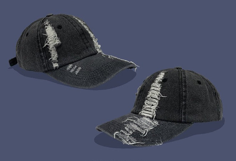 Men's retro denim hole baseball cap