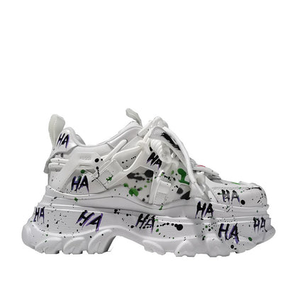 Hand-painted graffiti muffin thick sole casual sports unisex shoe