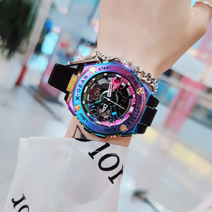 Three-eye trendy small steel cannon watch Unisex electronic waterproof with luminous light