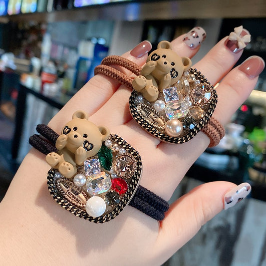 Teddy bear hair circle super cute accessories