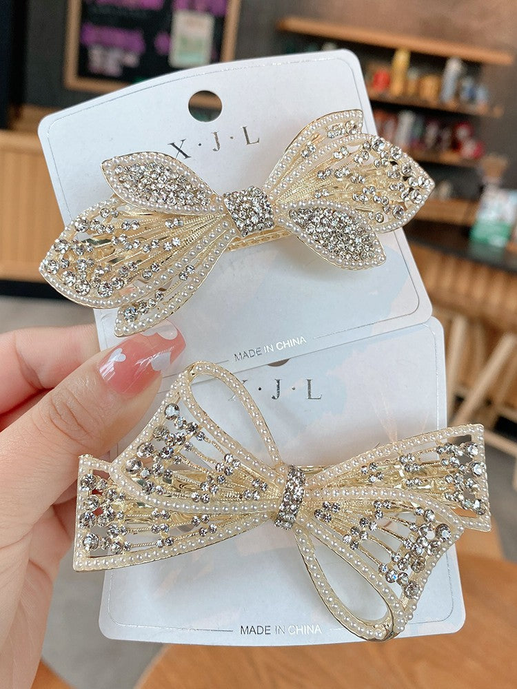 Rhinestone bow large hairpin, top hair clip