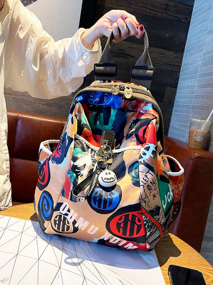 Colorful Printed Lightweight Cloth Backpack