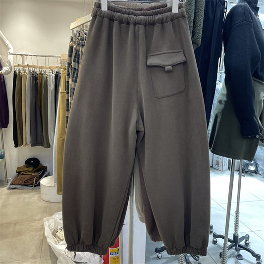 Coffee colored casual jogger pants in large size