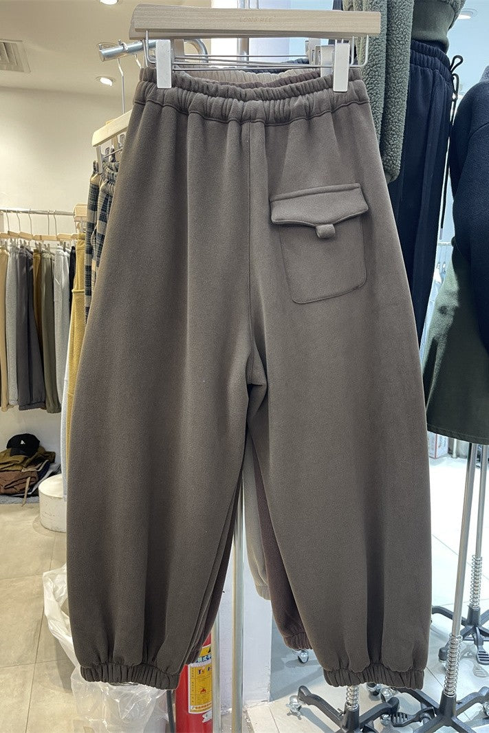 Coffee colored casual jogger pants in large size