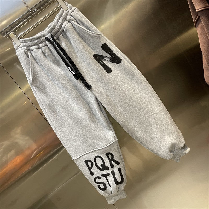 Cozy letter print sweatpants trendy sports loose joggers pant