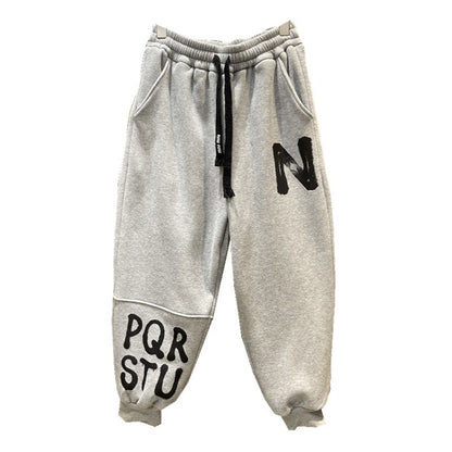 Cozy letter print sweatpants trendy sports loose joggers pant