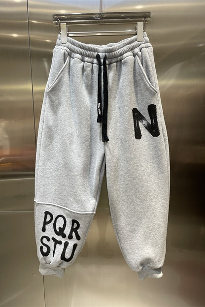 Cozy letter print sweatpants trendy sports loose joggers pant