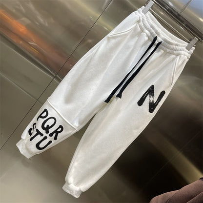 Loose comfy letter print leg-tie jogger pant