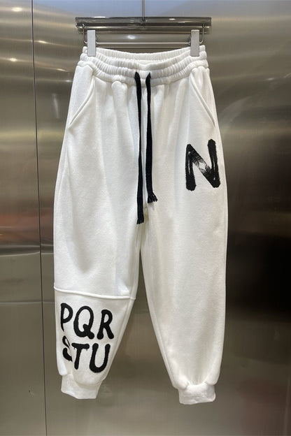 Loose comfy letter print leg-tie jogger pant