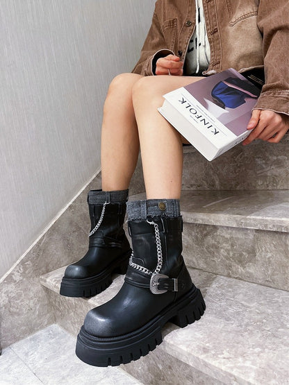 Autumn/Winter New Genuine Leather Smoke Pipe Boots