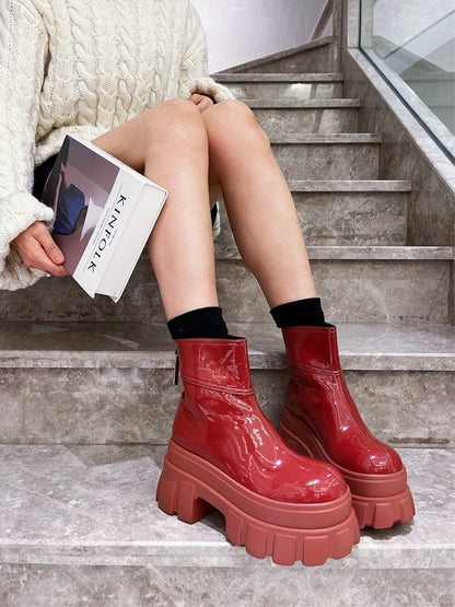 Red chelsea boots