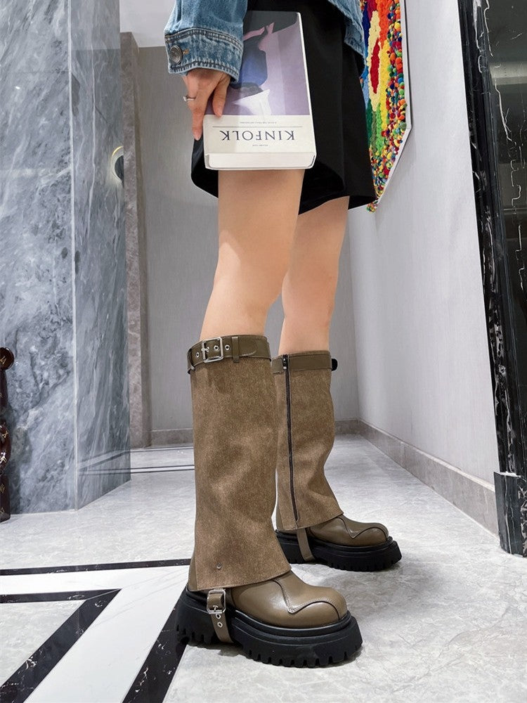 Pipe Boots Denim Long Boots Detachable Two Wear Women's Shoes